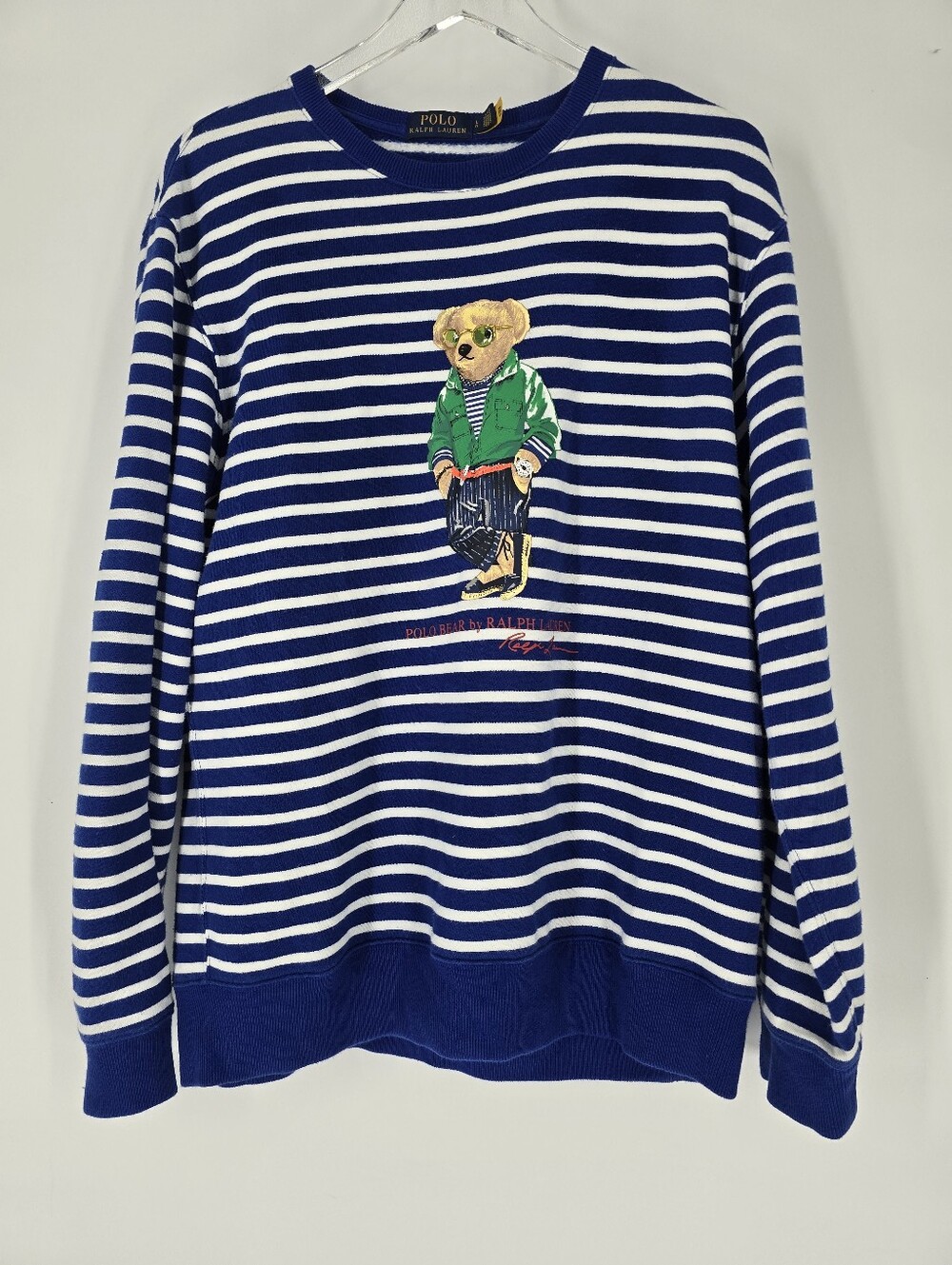 Polo Ralph Lauren Bear Striped Fleece Sweatshirt Polo Ralph Lauren Blue Size L
